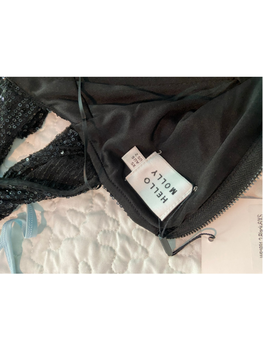 Stunning, black and silver sequin mini dress by hello Molly, Size 2 - Picture 5 of 5